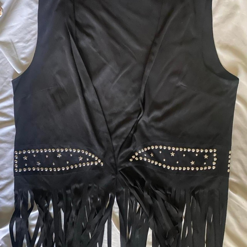 Women's Faux Suede Fringe Vest Southwestern Boho Rodeo Western Festival Outfit L